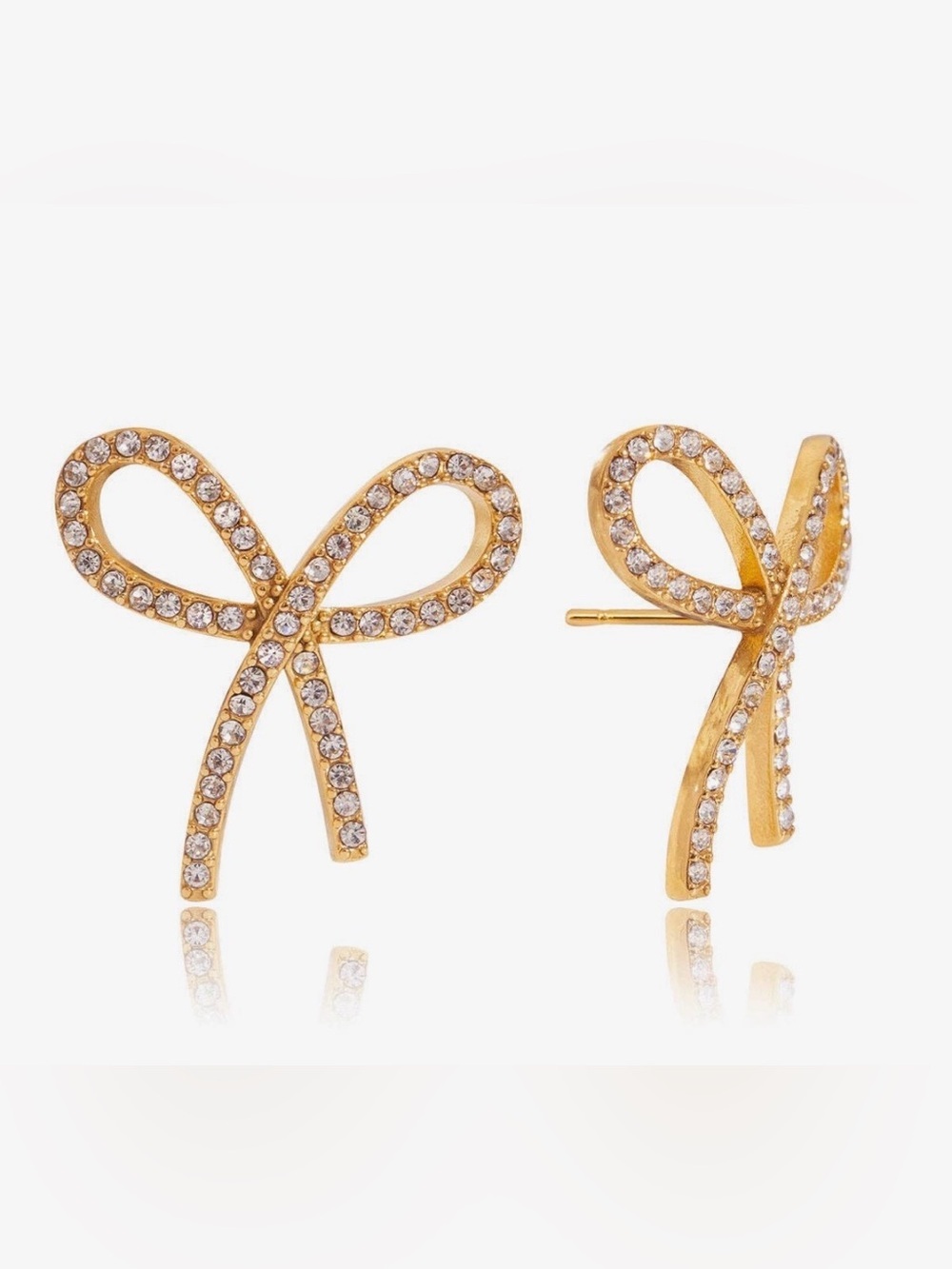 Gold Crystal Bow Stud Earrings (7568)